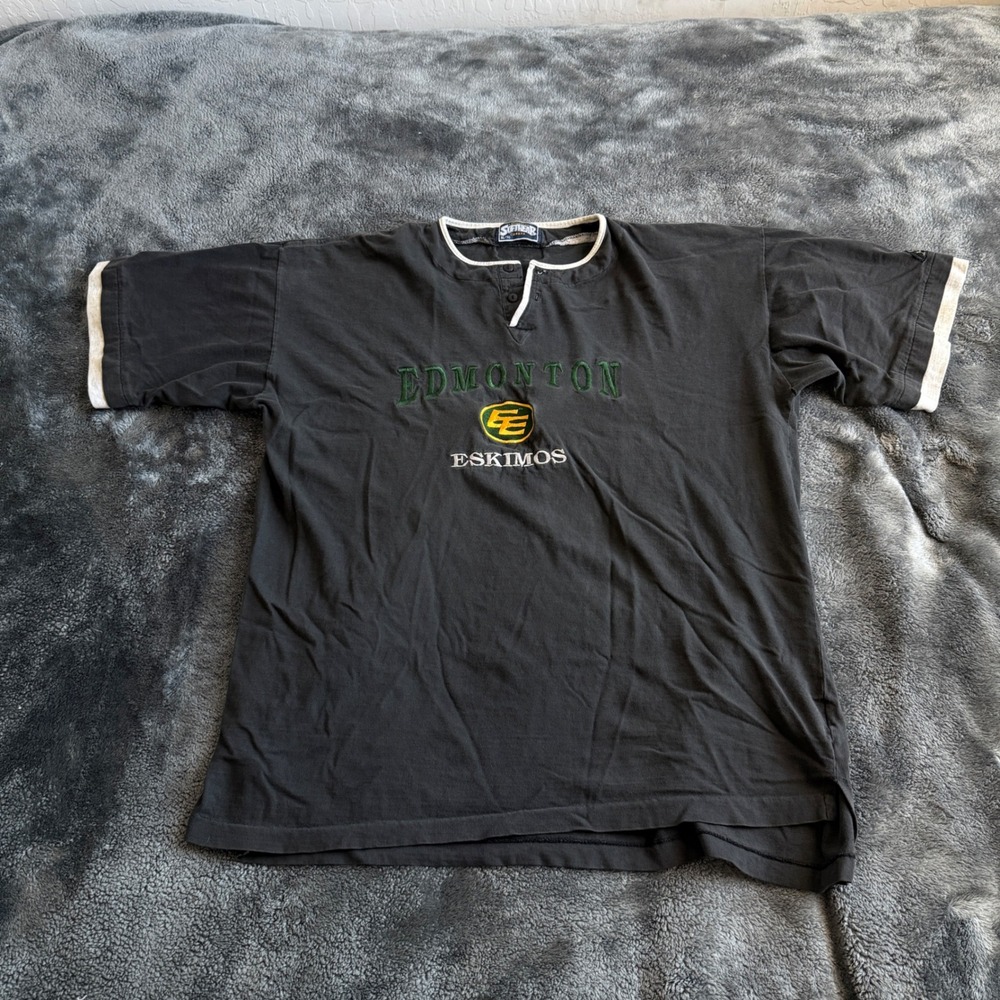 Vintage Edmonton Eskimos CFL Henley T-Shirt Athletics Softwear Canada Mens XL - Picture 7 of 7